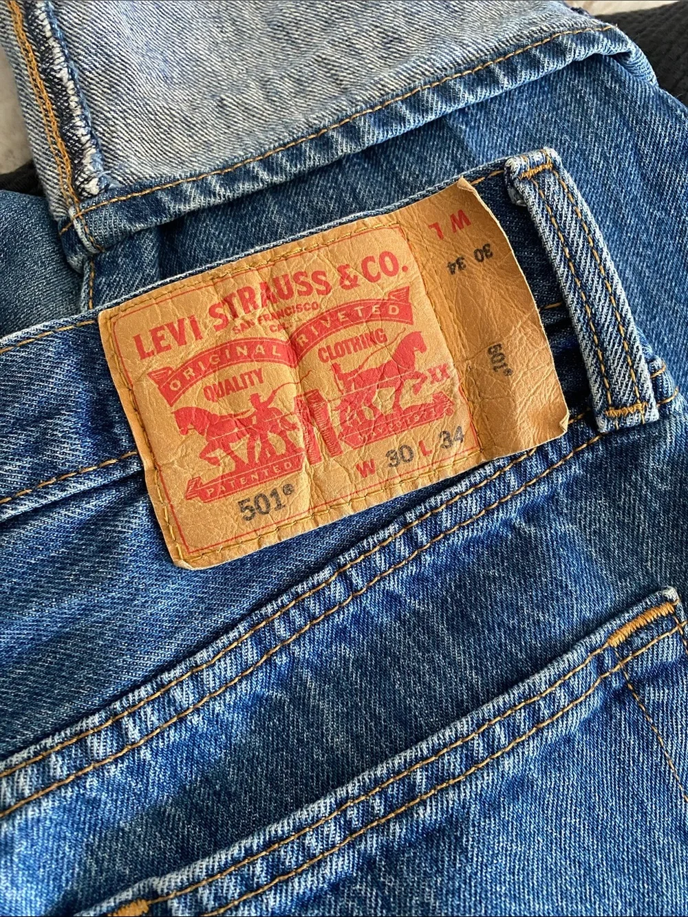 Levi's 501 Men's Dark Blue Straight Jeans with Button Fly 30x34